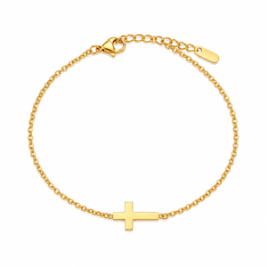 MIRA Maria gyllt armband með krossi