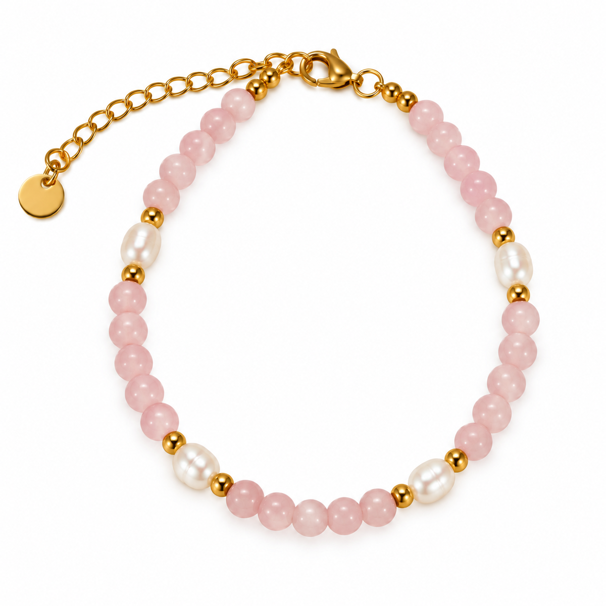 OCEANIA Ivy armband með ferskvatnsperlum | Rose quartz
