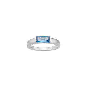 NORDAHL Facet silver ring with blue zirconia ●110950