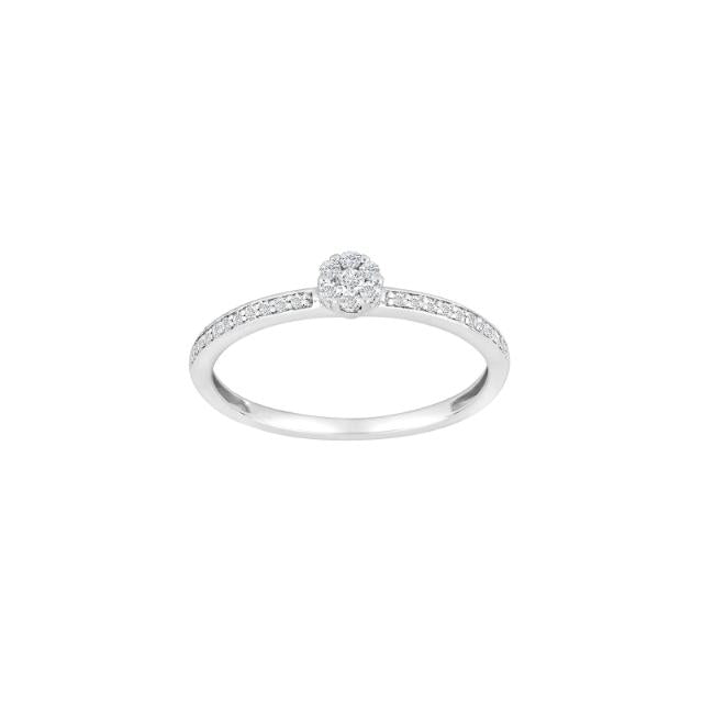 Hvítagullshringur 14kt með 0.16ct demöntum
