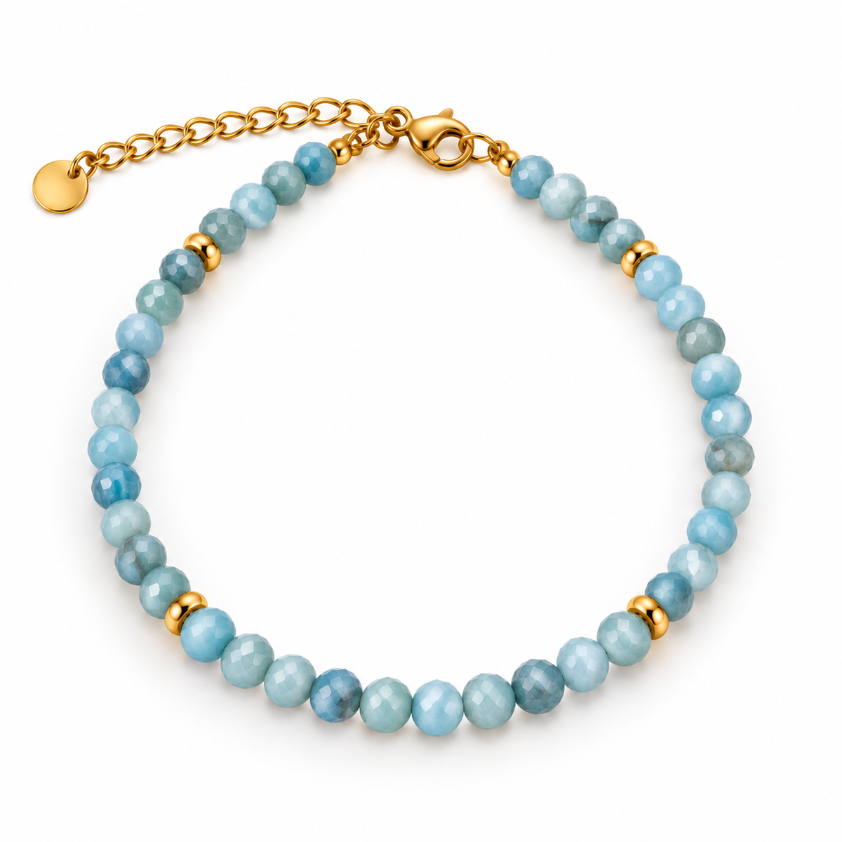 MIRA Gem gyllt steinaarmband | Blue Agate