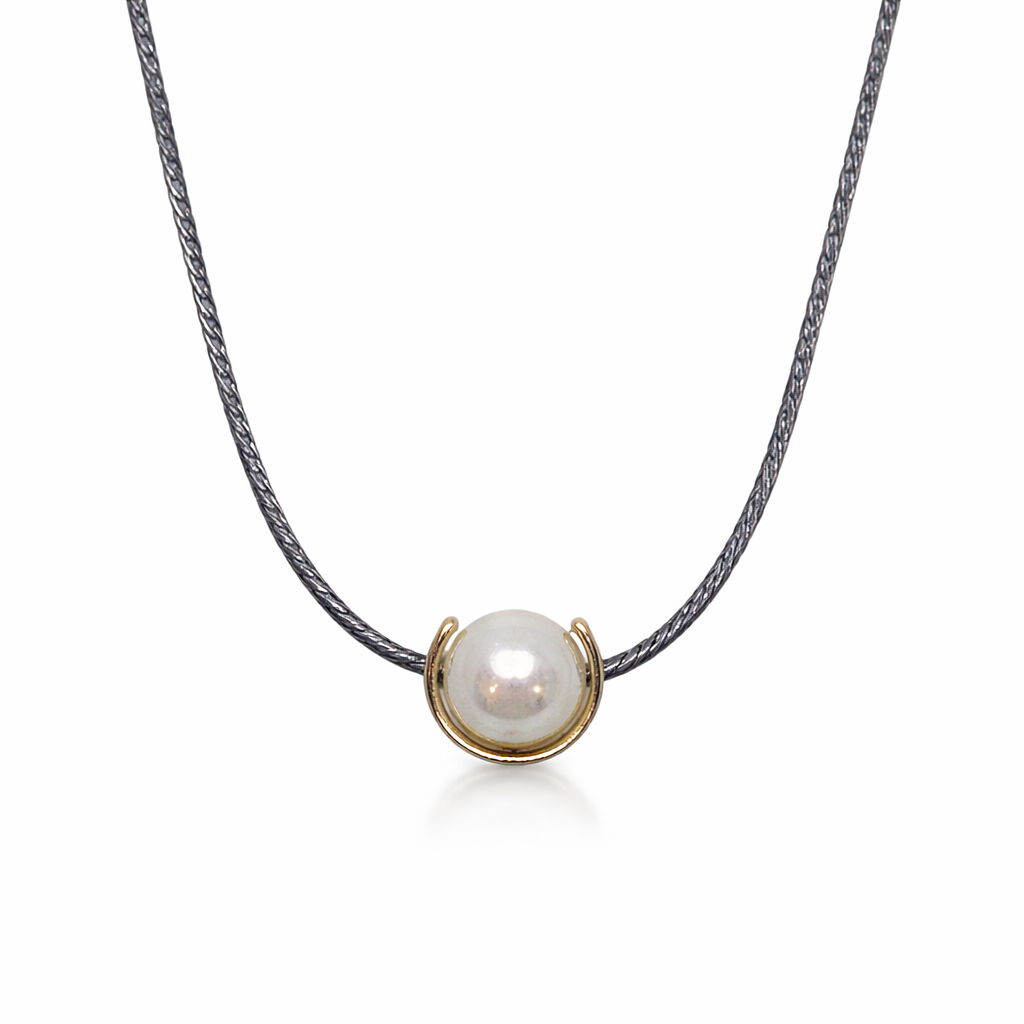 Gullhálsmen 9kt með perlu