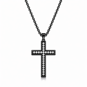 Norr & Sons Aaron black men's cross with zirconia #231