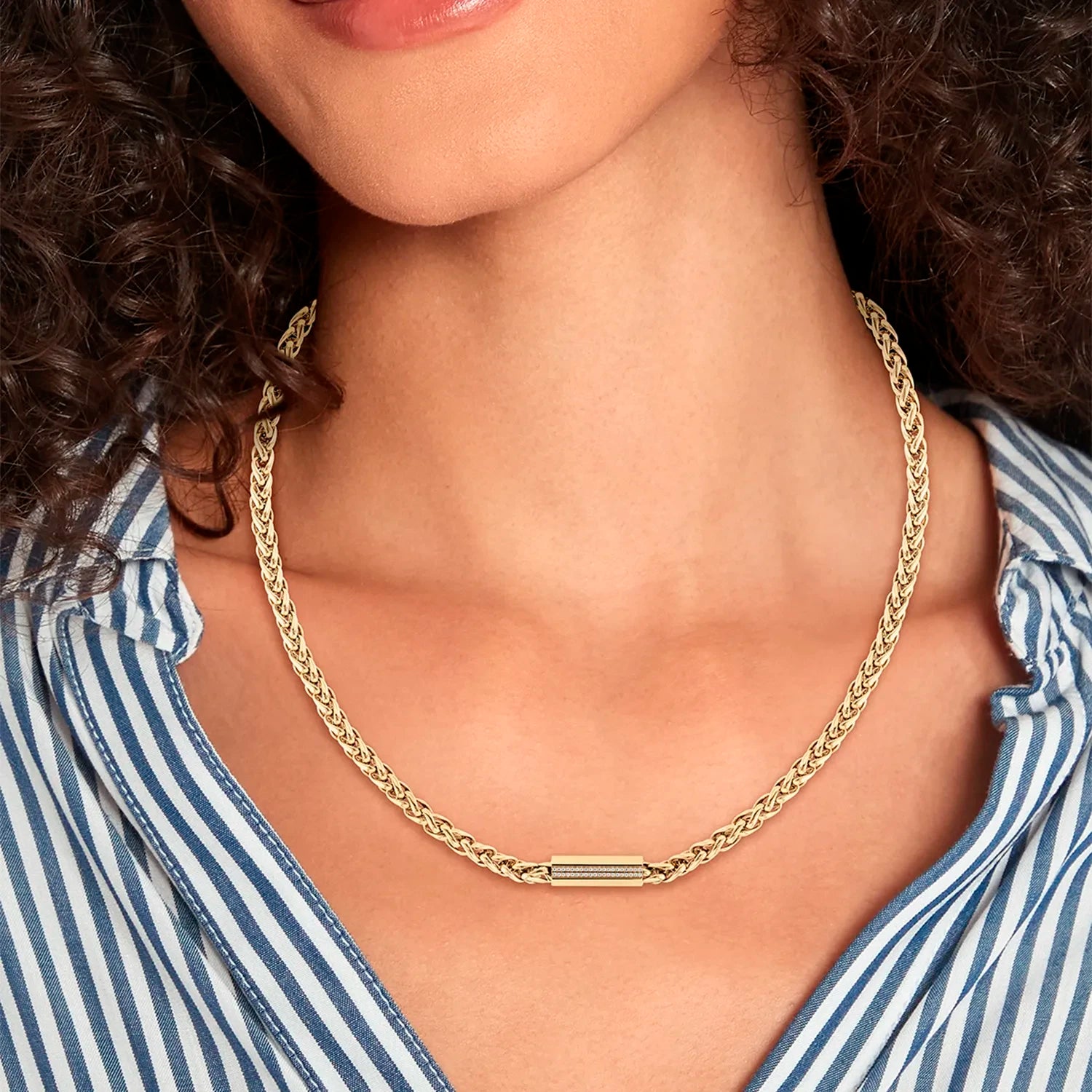 TOMMY HILFIGER Stone gyllt hálsmen með zirkonia