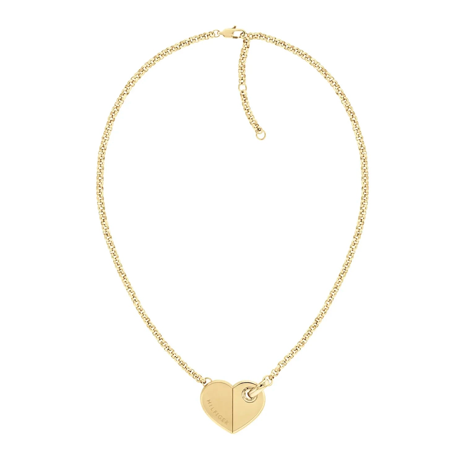 TOMMY HILFIGER Bold Hearts gyllt hálsmen með zirkonia