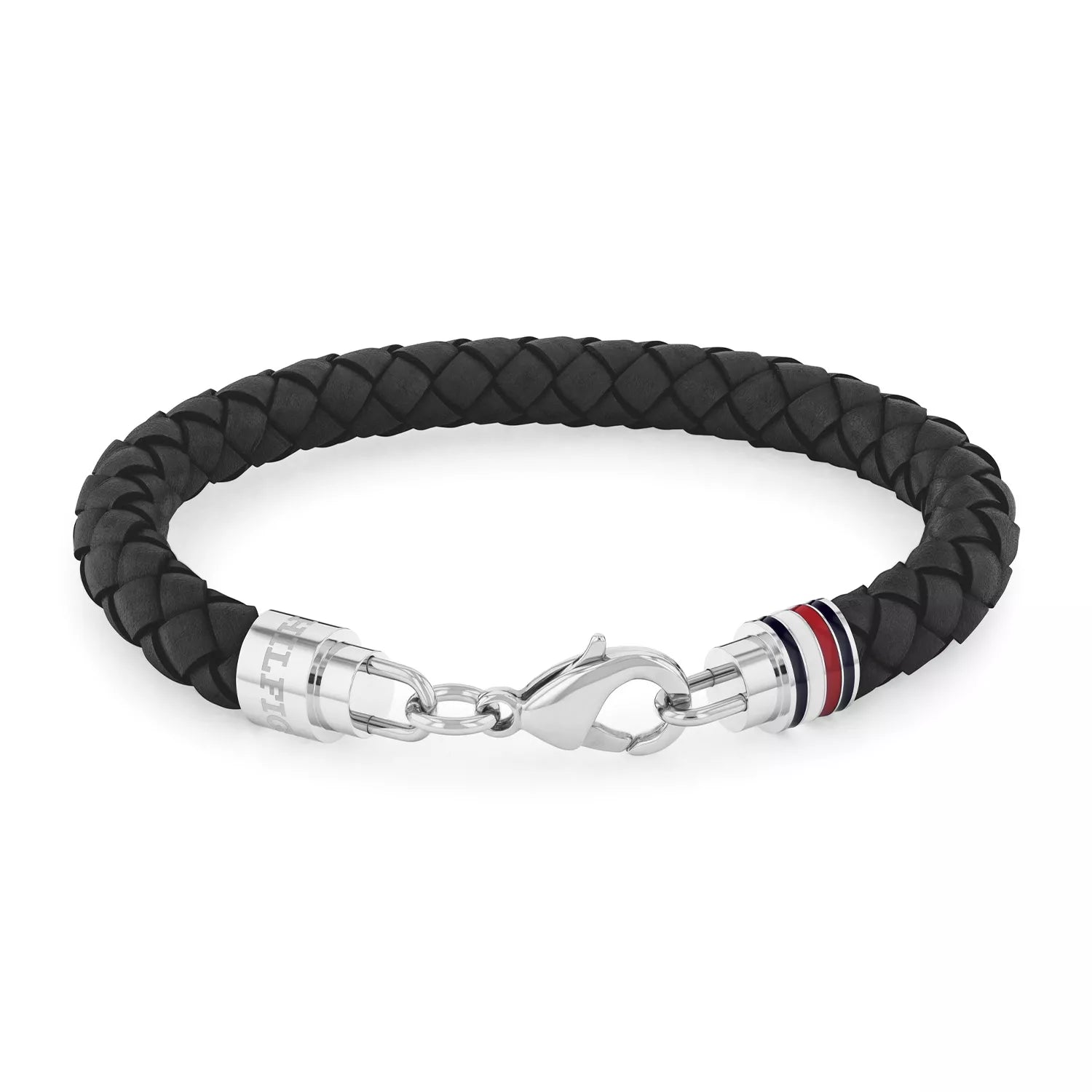 TOMMY HILFIGER Braided svart leður herraarmband