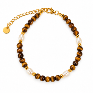 OCEANIA Ivy armband með ferskvatnsperlum | Tiger eye