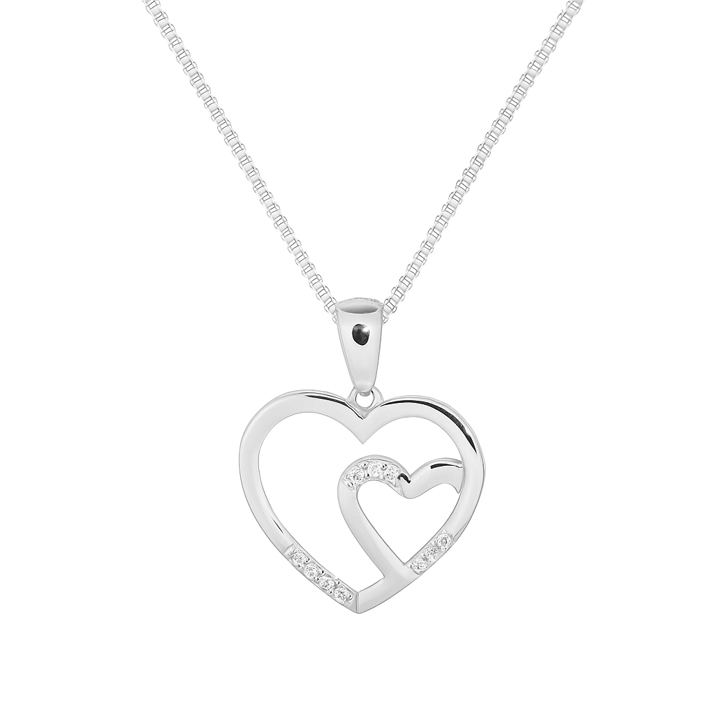 Silfurhálsmen með zirkonia steinum