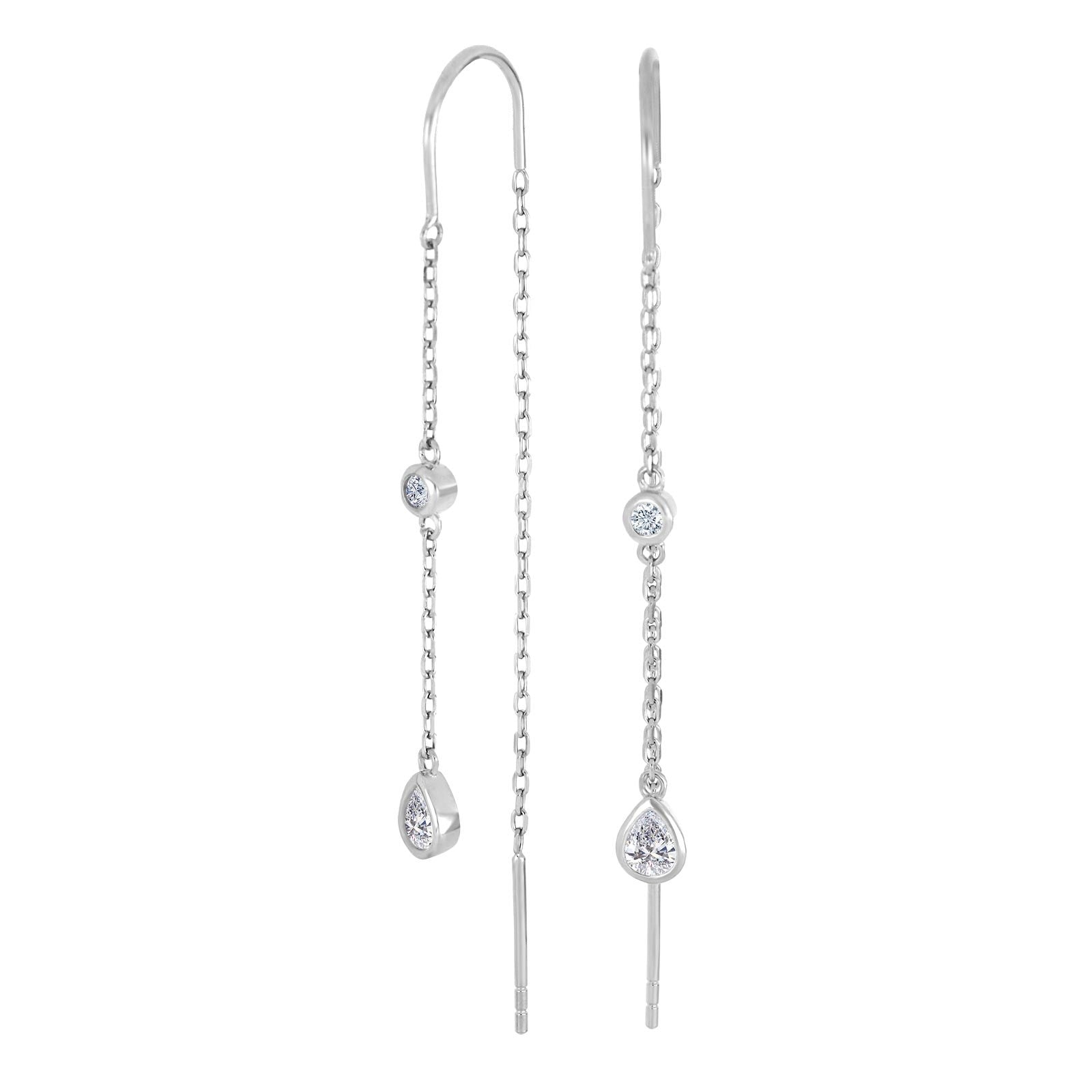 JOANLI Line silfureyrnalokkar með zirkonia ●750900