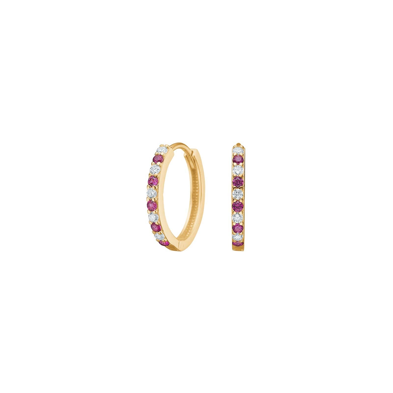 NORDAHL 8kt gulleyrnalokkar með lab rúbín og zirkonia