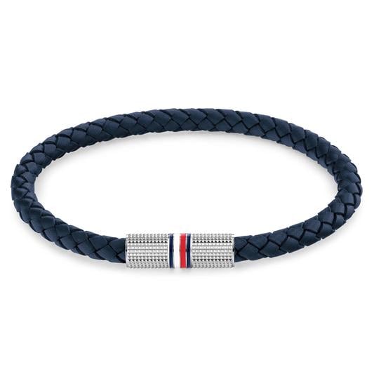 TOMMY HILFIGER Braided blátt leður herraarmband
