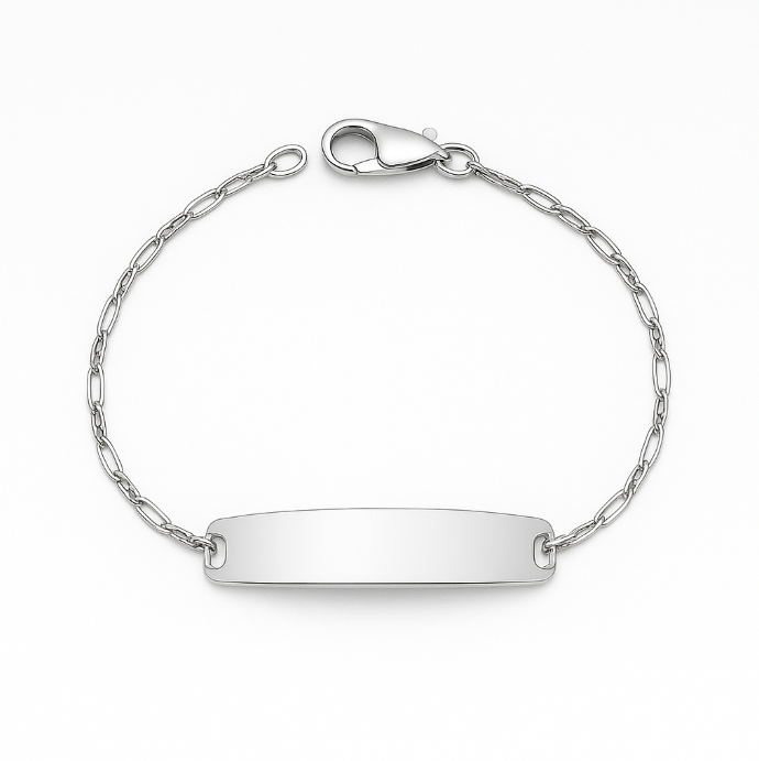 Barna silfurarmband með plötu fyrir áletrun