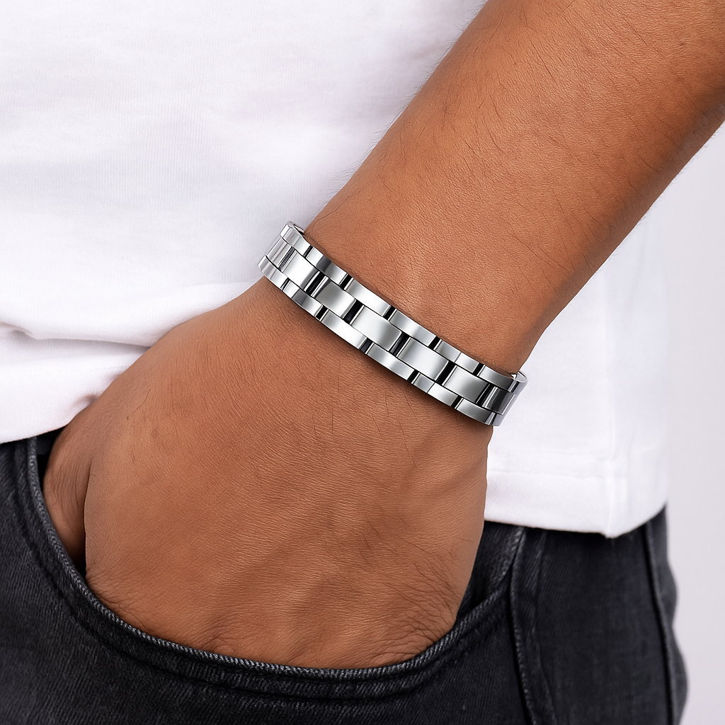 MIRA Connor herraarmband með plötu fyrir áletrun