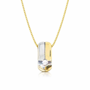 8k gold and white gold necklace with zirconia