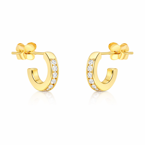 Gulleyrnalokkar 14kt með 0.04ct demöntum