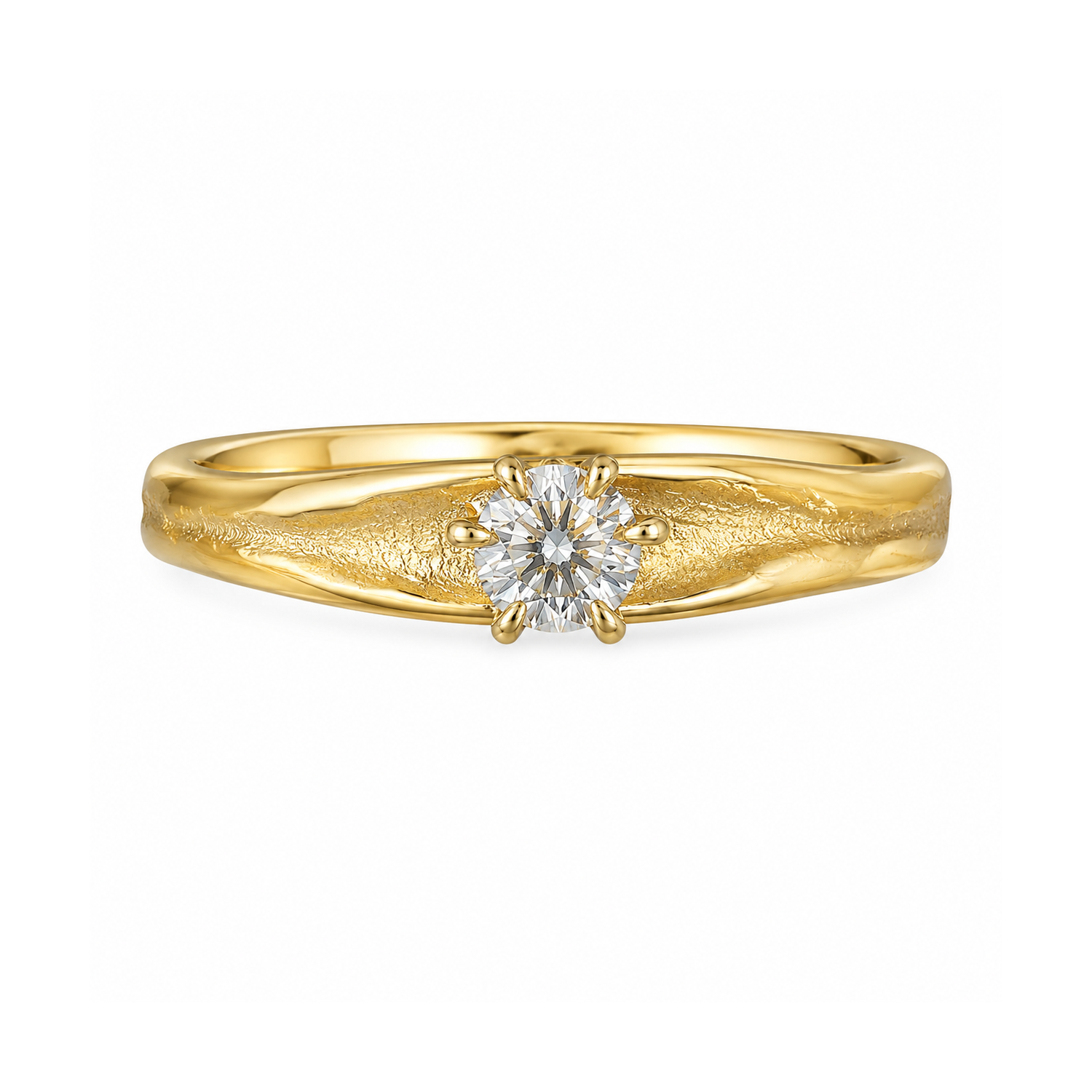 LAUPUR 14k eldmótaður gullhringur með 0.25ct demanti