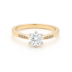 LAUPUR 14k gull einbaugur með 0.5ct + 10x0.005ct demöntum