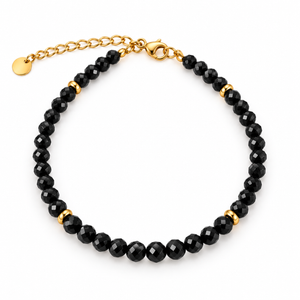 MIRA Gem gyllt steinaarmband | Black spinel