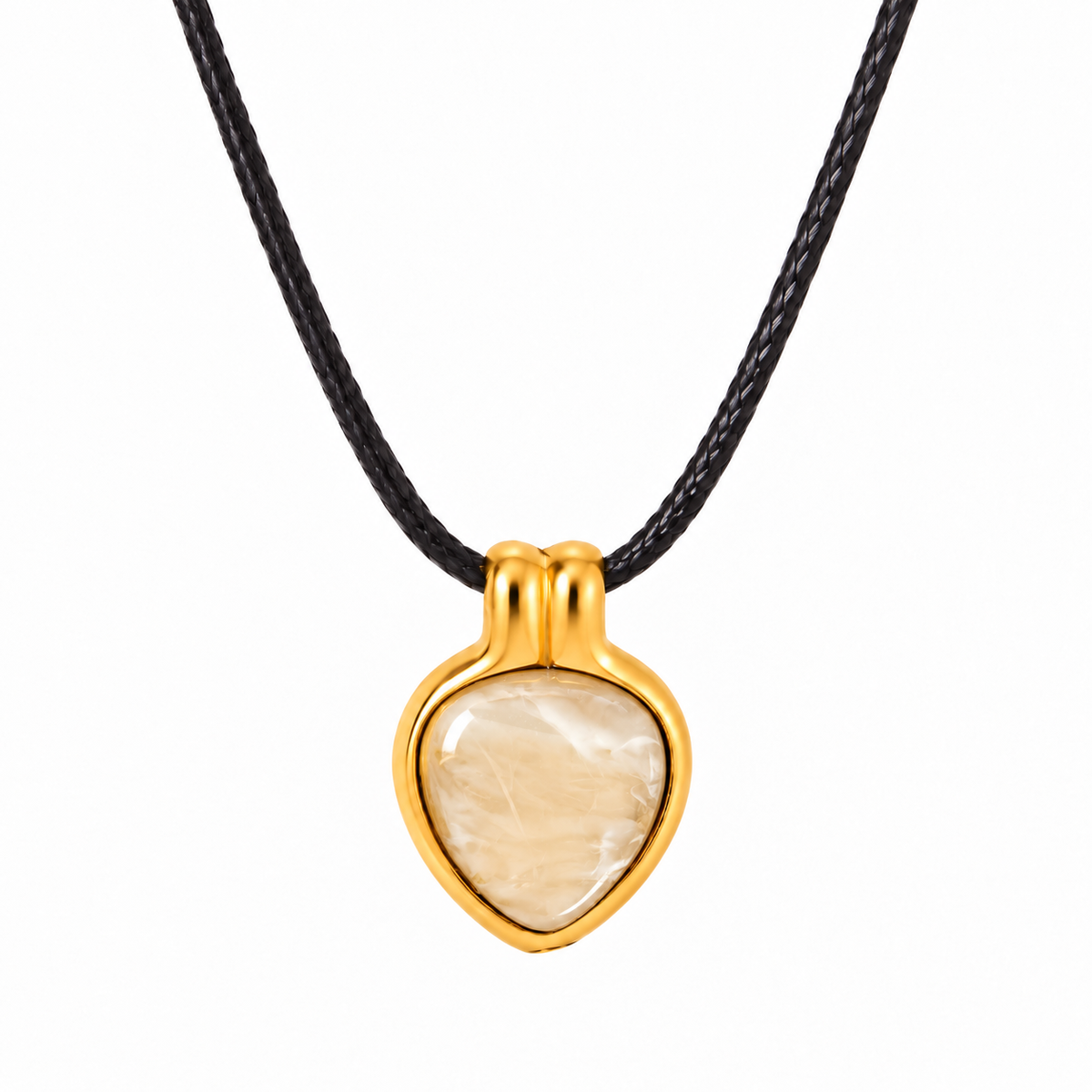 MIRA Shield gold-plated necklace | White