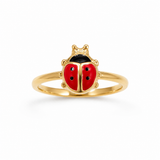 Barna gullhringur 8kt með maríuhænu