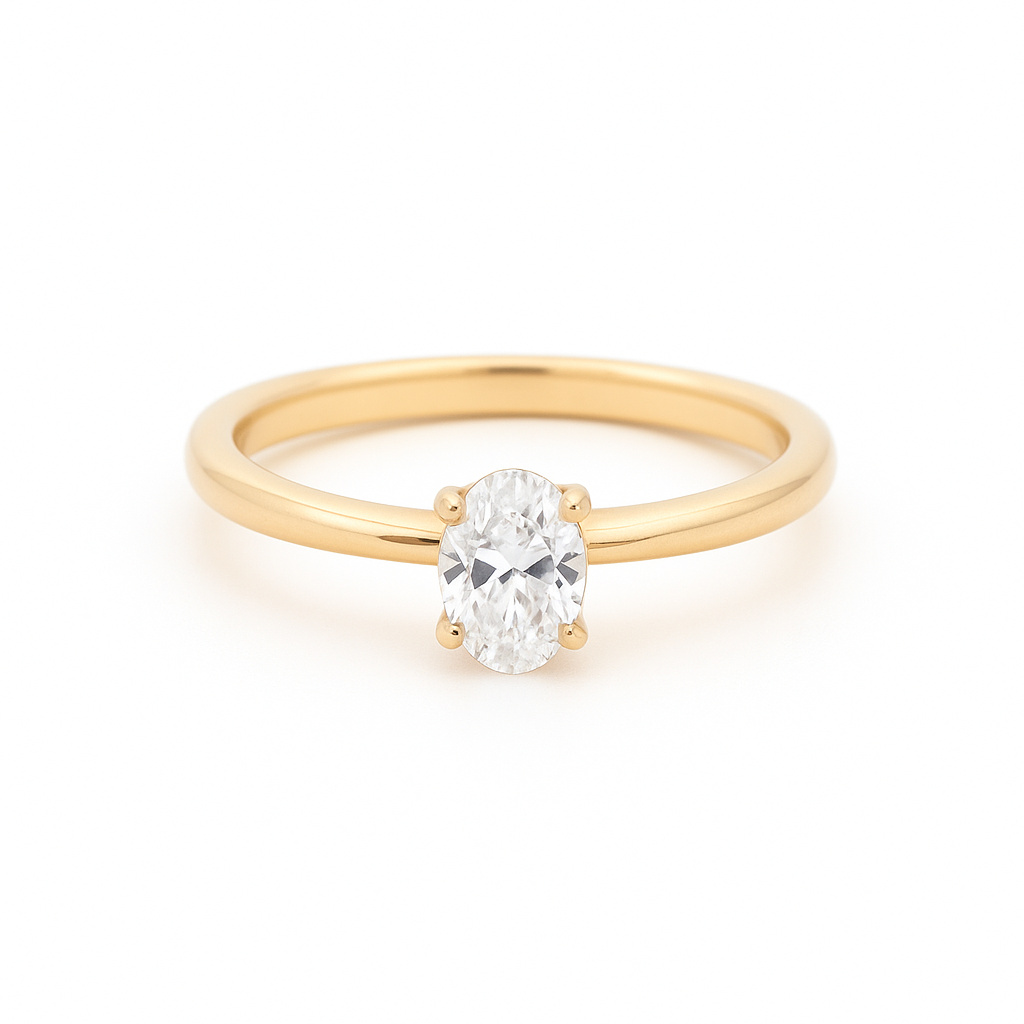 LAUPUR 14k gull einbaugur með 0.5ct Oval demanti