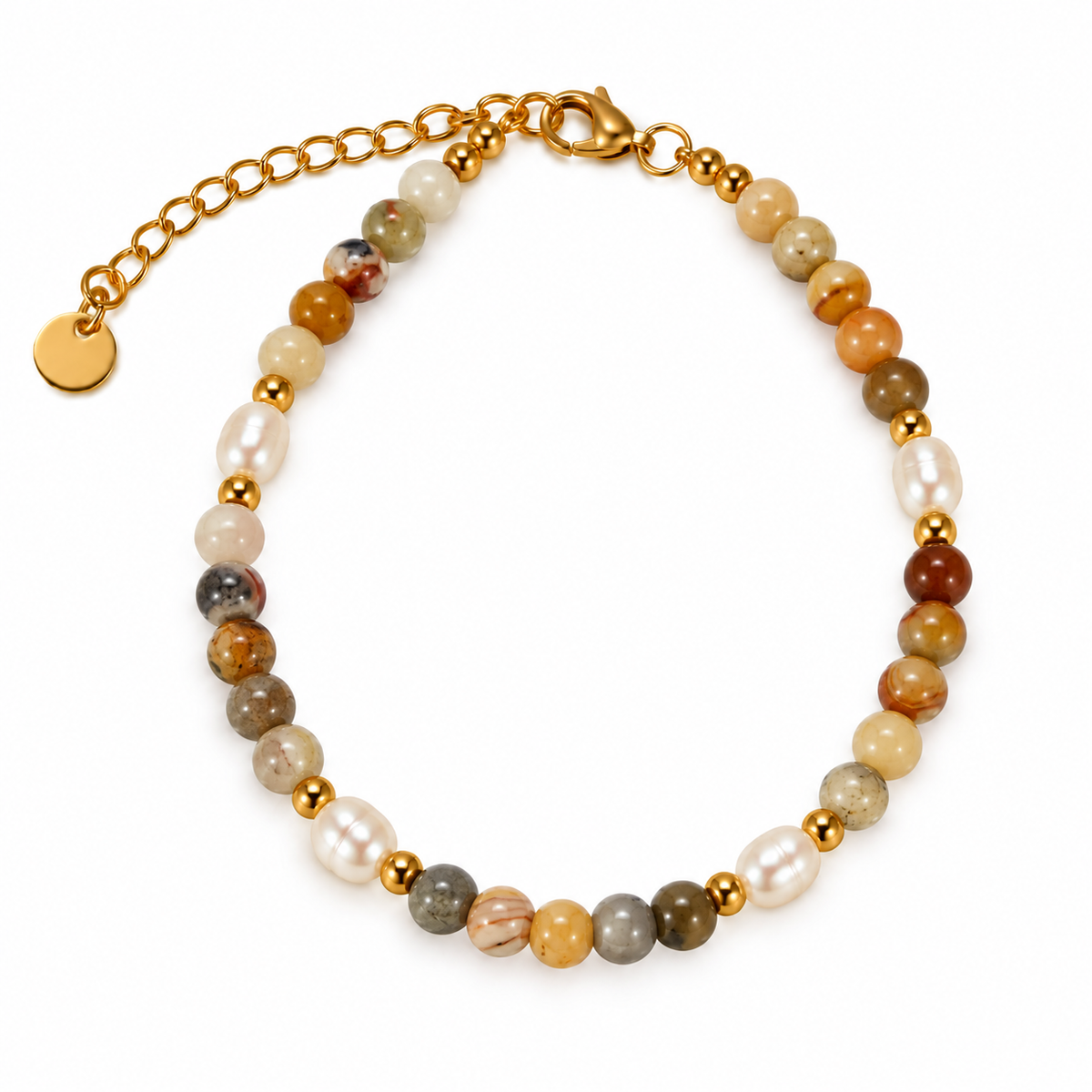 OCEANIA Ivy armband með ferskvatnsperlum | Crazy agate