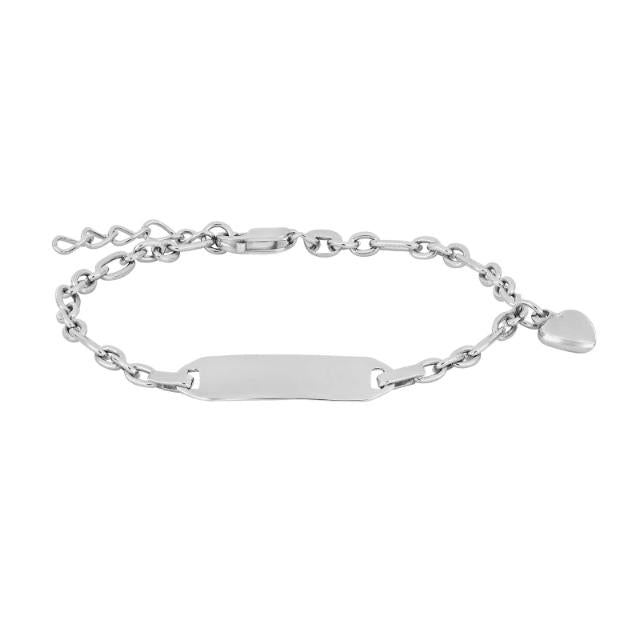 NOA Kids Heart silfurarmband með plötu fyrir áletrun ●010900