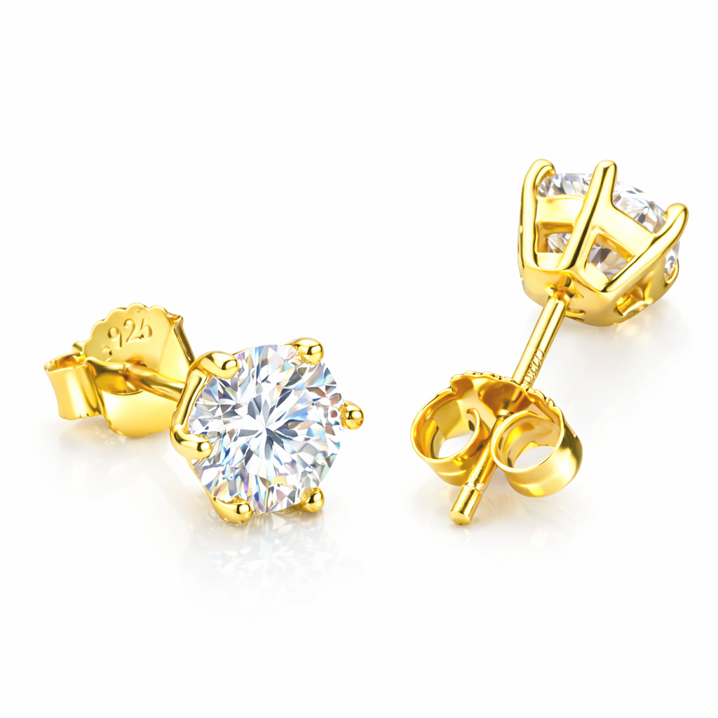 ASTORÍA Valentina gylltir silfureyrnalokkar með 1.0ct Moissanite