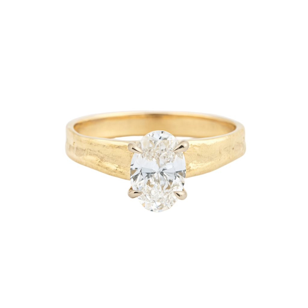 LAUPUR 14k eldmótaður gullhringur með 1.0ct demanti