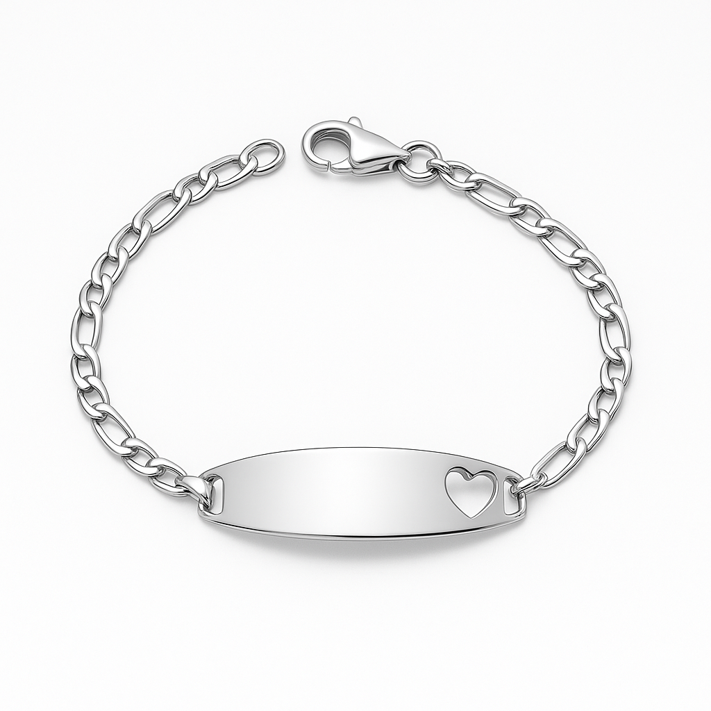 Barna silfurarmband með plötu fyrir áletrun