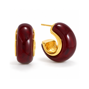 MIRA Crescent gylltir hringlokkar | Wine Red
