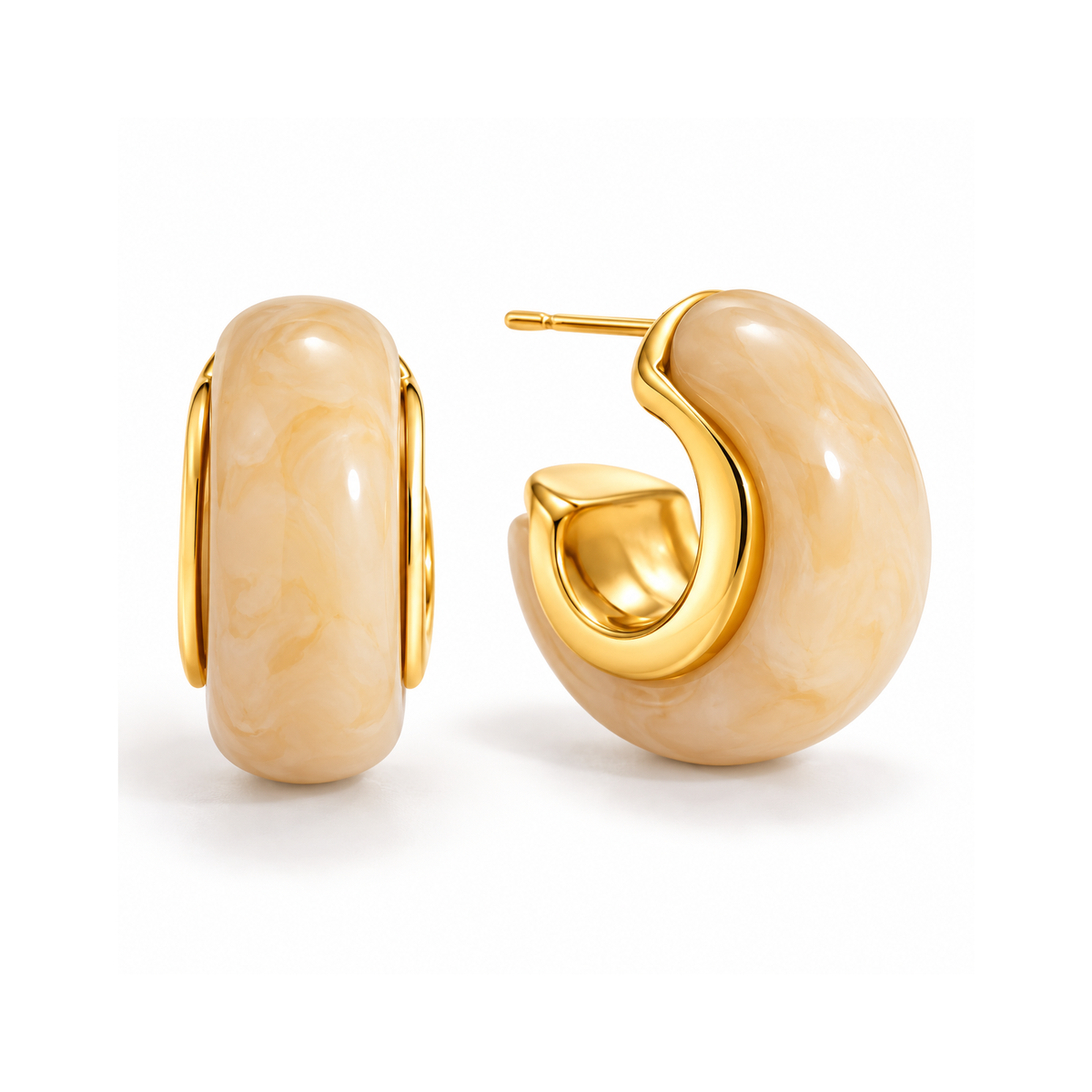 MIRA Crescent gylltir hringlokkar | Beige