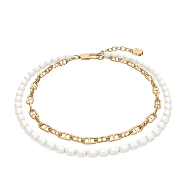 FOSSIL Pearl D-Link gyllt armband JA7322