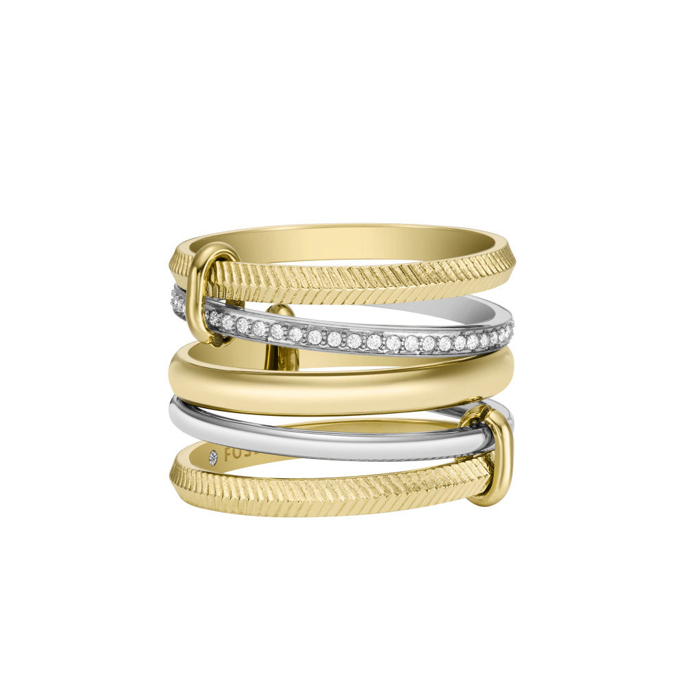 FOSSIL Harlow Stacked Up hringur með zirkonia JF04592