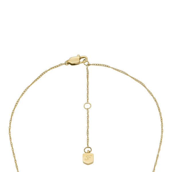 FOSSIL Radiant Love gyllt hálsmen með zirkonia og skelplötu