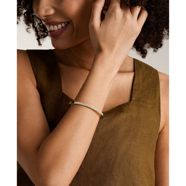 FOSSIL Ellis Pave Glitch Bangle gyllt armband JF04862