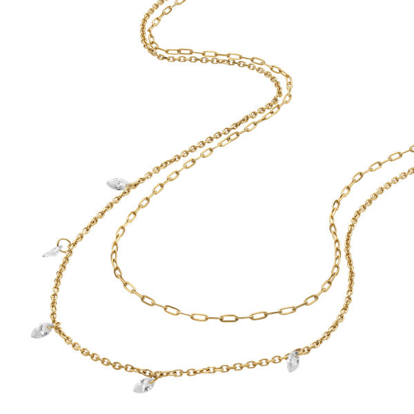 FOSSIL Ellis Shaky Glitz gyllt hálsmen