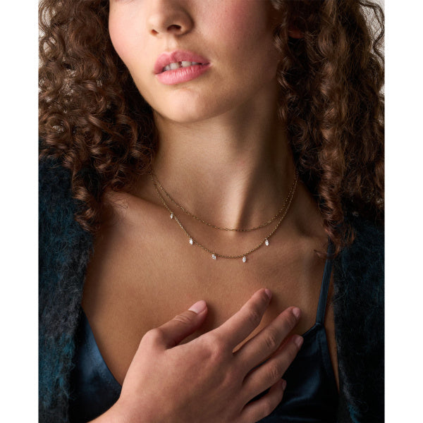 FOSSIL Ellis Shaky Glitz gyllt hálsmen