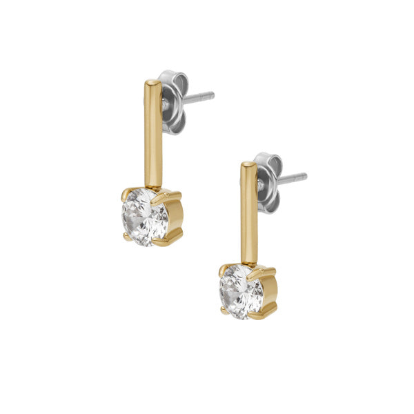 FOSSIL Ellis gylltir eyrnalokkar með zirkonia