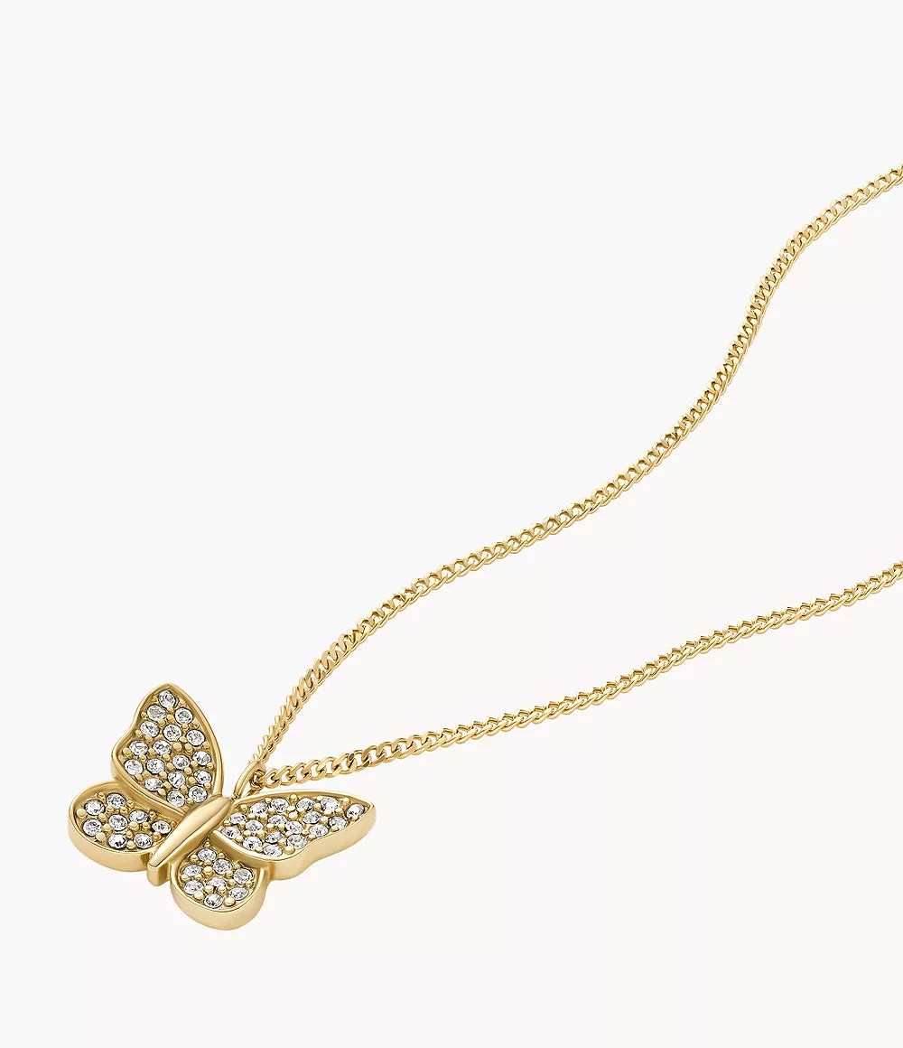 FOSSIL Sutton Pave Butterfly gyllt hálsmen
