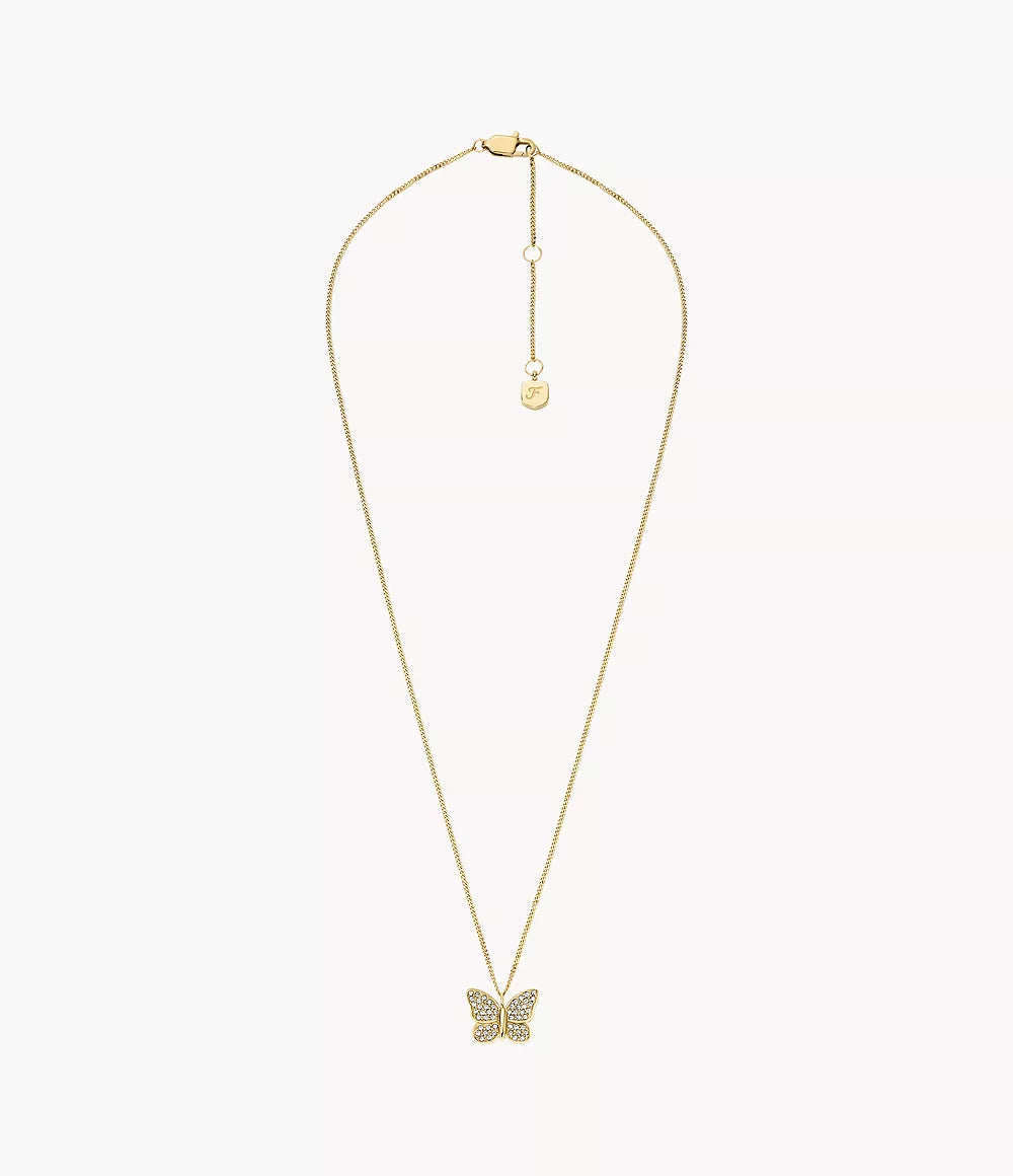FOSSIL Sutton Pave Butterfly gyllt hálsmen