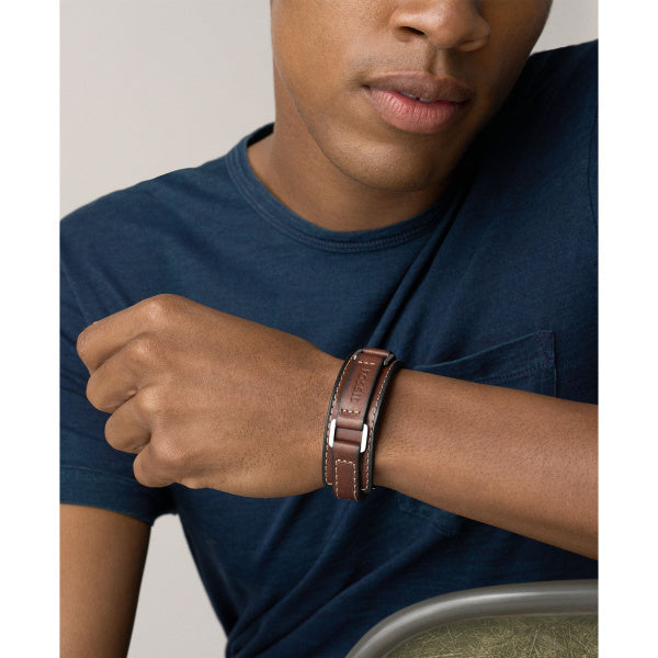 FOSSIL Machine Leathers Strap brown men's bracelet JF04941