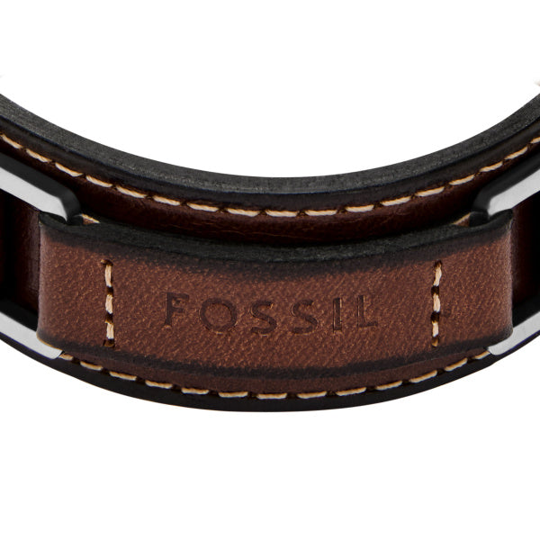 FOSSIL Machine Leathers Strap brúnt herraarmband JF04941