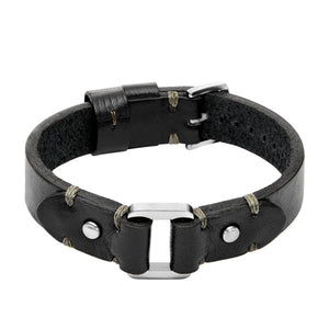FOSSIL Machine Leather Strap svart herraarmband JF04946