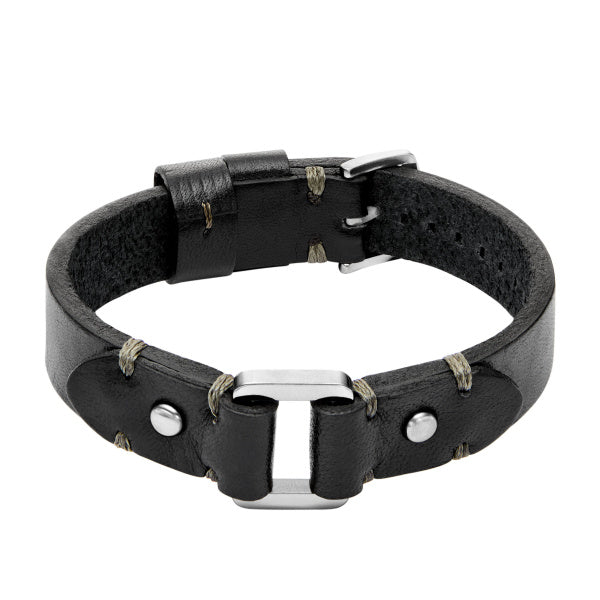 FOSSIL Machine Leather Strap black men's bracelet JF04946