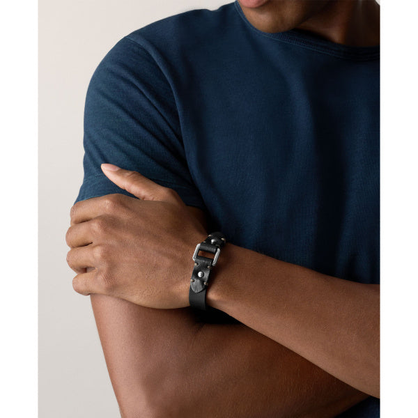FOSSIL Machine Leather Strap black men's bracelet JF04946