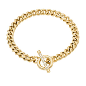 FOSSIL Carlie T-Bar Pave gold-plated bracelet JF04957