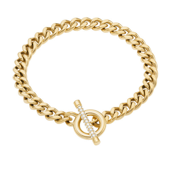 FOSSIL Carlie T-Bar Pave gyllt armband JF04957