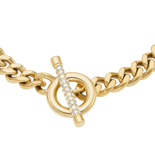 FOSSIL Carlie T-Bar Pave gold-plated bracelet JF04957