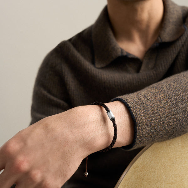 FOSSIL Machine Rondelles brown men's bracelet JF05009